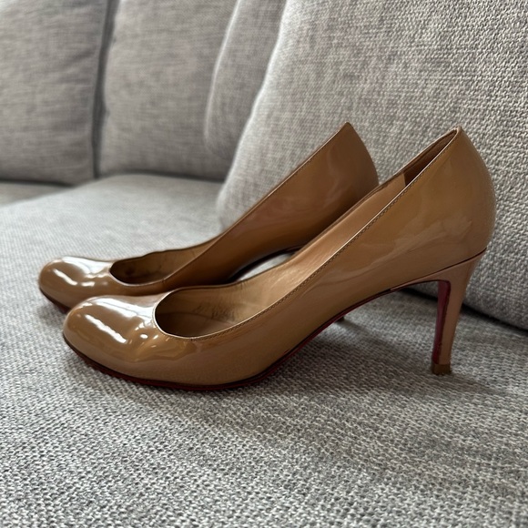 Louboutin Simple Pump 85 Nude Patent Calf Almond Toe - Picture 3 of 9